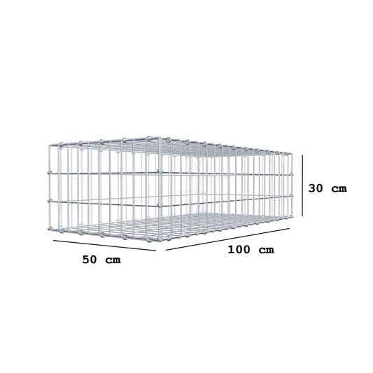 Gabion 100 cm x 30 cm x 50 cm (L x H x D), mesh size 5 x 10 cm, spiral ring
