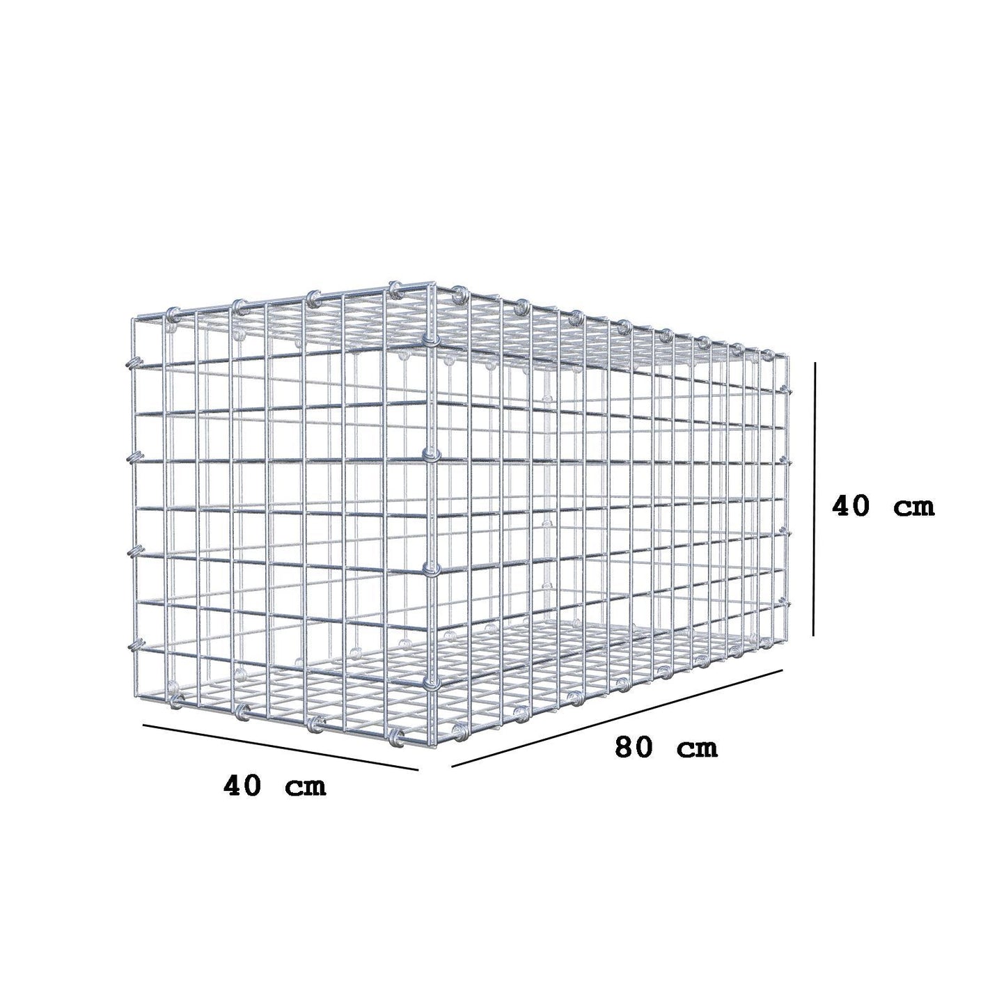 Gabbione 80 cm x 40 cm x 40 cm (L x H x P), maglia 5 x 5 cm, anello a spirale
