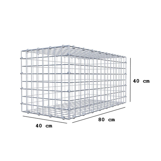 Gabion 80 cm x 40 cm x 40 cm (L x H x D), maskestørrelse 5 x 5 cm, spiralring