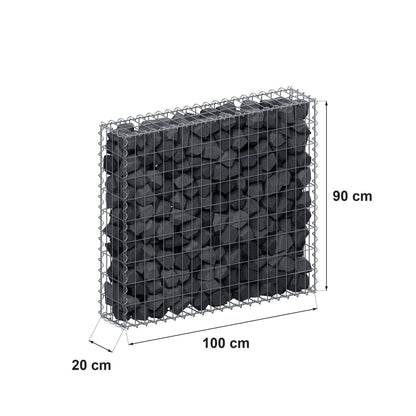 Gabion 100 cm x 90 cm x 20 cm (L x H x P), mailles 5 cm x 10 cm, spirale