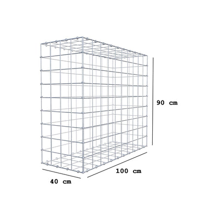 Gabion 100 cm x 90 cm x 40 cm (L x H x D), mesh size 10 x 10 cm, spiral ring