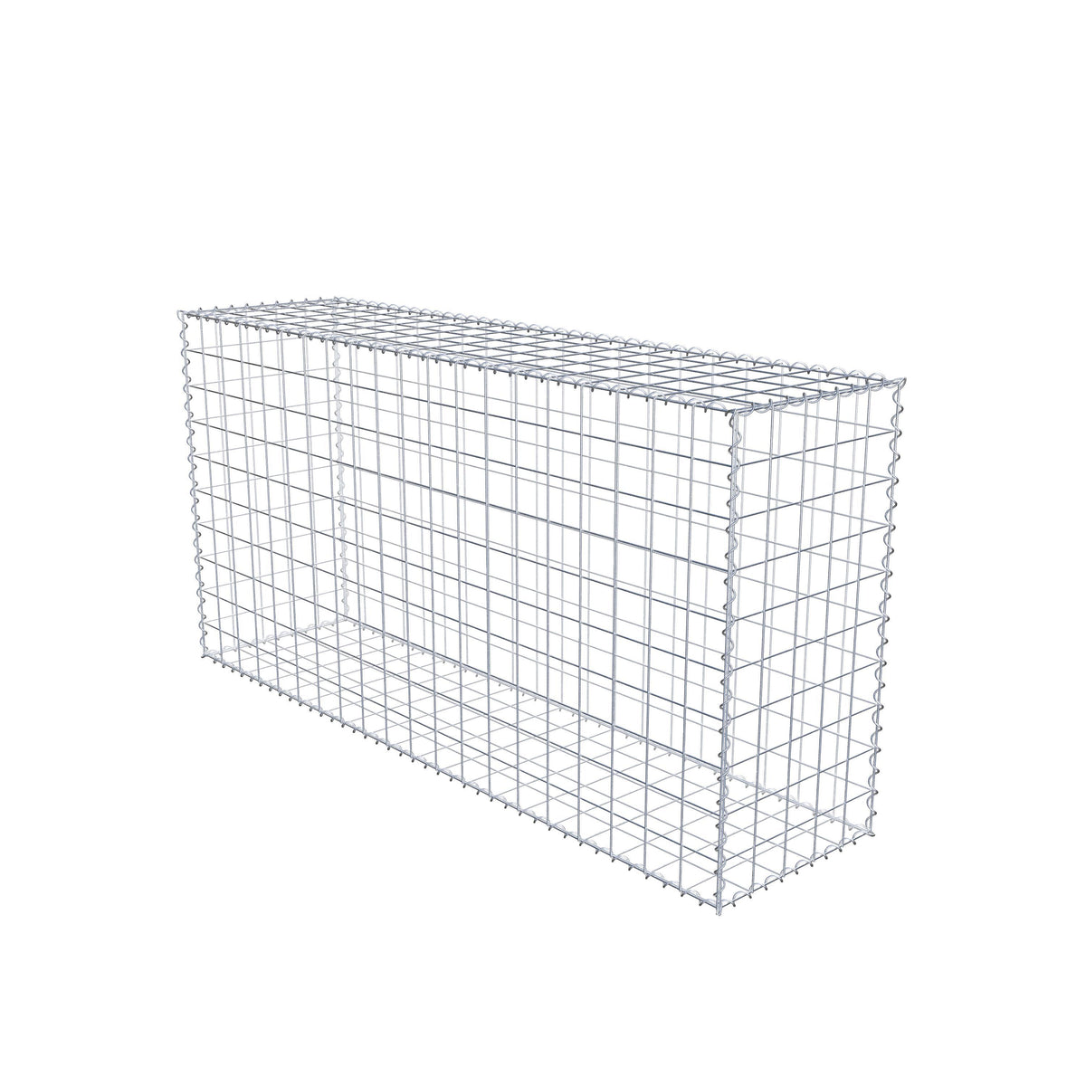 Schanskorf 200 cm x 100 cm x 50 cm (L x H x D), maaswijdte 10 cm x 10 cm, spiraalvormig