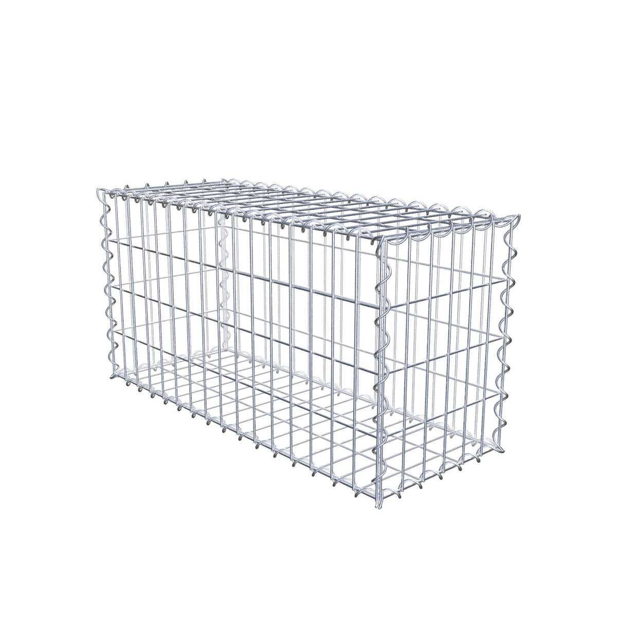 Gabião 80 cm x 40 cm x 30 cm (C x A x P), malhagem 5 cm x 10 cm, espiral