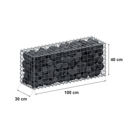 Gabião 100 cm x 40 cm x 30 cm (C x A x P), malhagem 5 cm x 5 cm, espiral