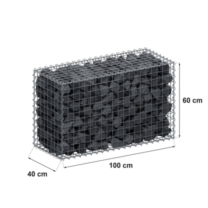 Gabion 100 cm x 60 cm x 40 cm (L x H x D), maskstorlek 5 cm x 5 cm, spiral
