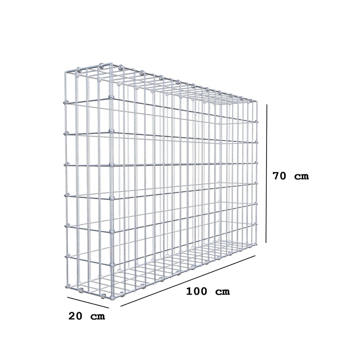 Gabion 100 cm x 70 cm x 20 cm (L x H x D), mesh size 5 x 10 cm, spiral ring