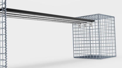 Gabionbænk med 2 spiralformede gabioner, 205 cm lang x 60 cm høj x 40 cm dyb, galvaniseret, MW 5 x 5 cm, med genbrugsplade i antracit