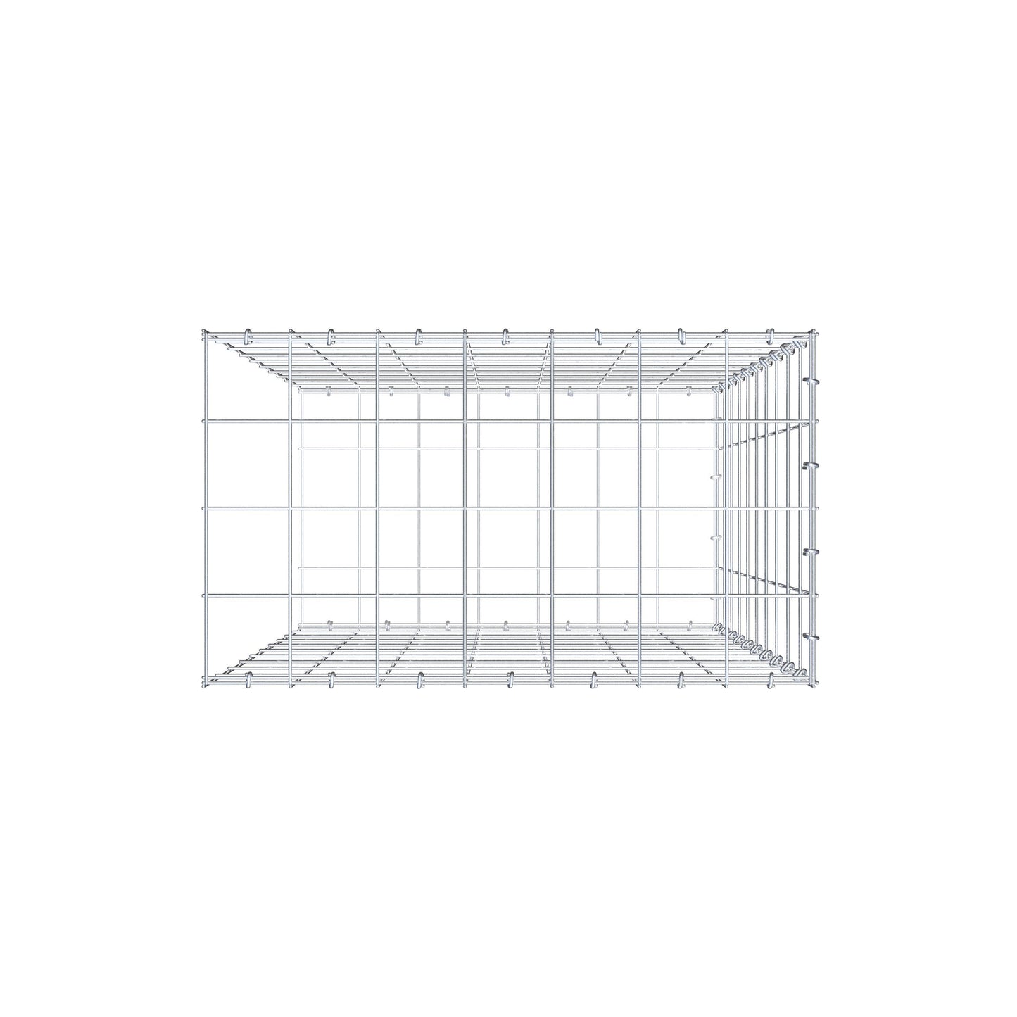 Mounted gabion type 2 100 cm x 70 cm x 40 cm (L x H x D), mesh size 10 cm x 10 cm, C-ring