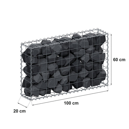 Gabion 100 cm x 60 cm x 20 cm (L x H x D), mesh size 10 cm x 10 cm, spiral