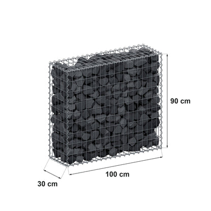 Gabion 100 cm x 90 cm x 30 cm (L x H x D), mesh size 5 cm x 10 cm, spiral