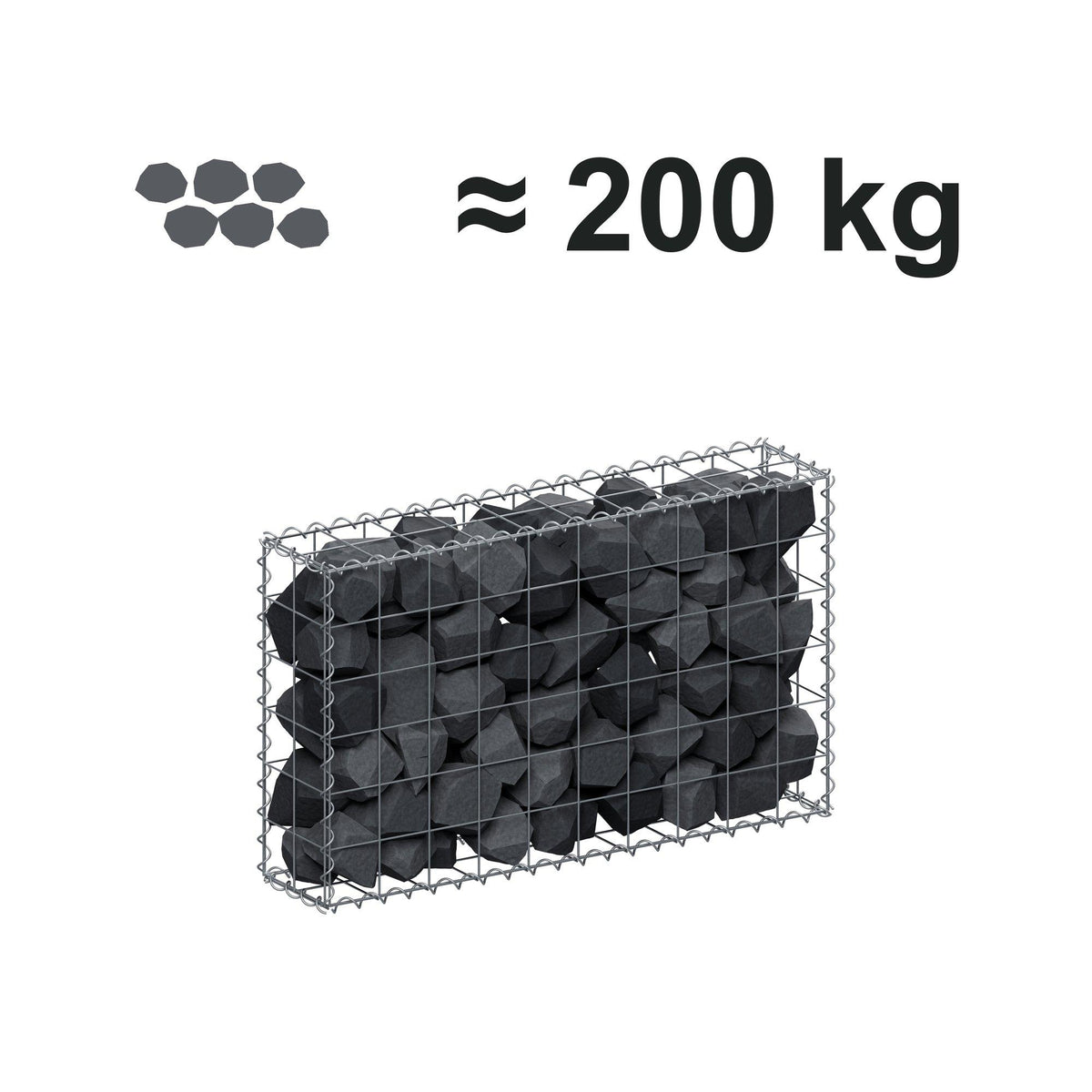 Gabion 100 cm x 60 cm x 20 cm (L x H x D), mesh size 10 cm x 10 cm, spiral