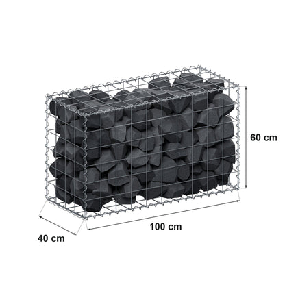 Gabion 100 cm x 60 cm x 40 cm (L x H x D), mesh size 10 cm x 10 cm, spiral