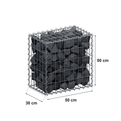 Gabião 50 cm x 50 cm x 30 cm (C x A x P), malhagem 5 cm x 10 cm, espiral