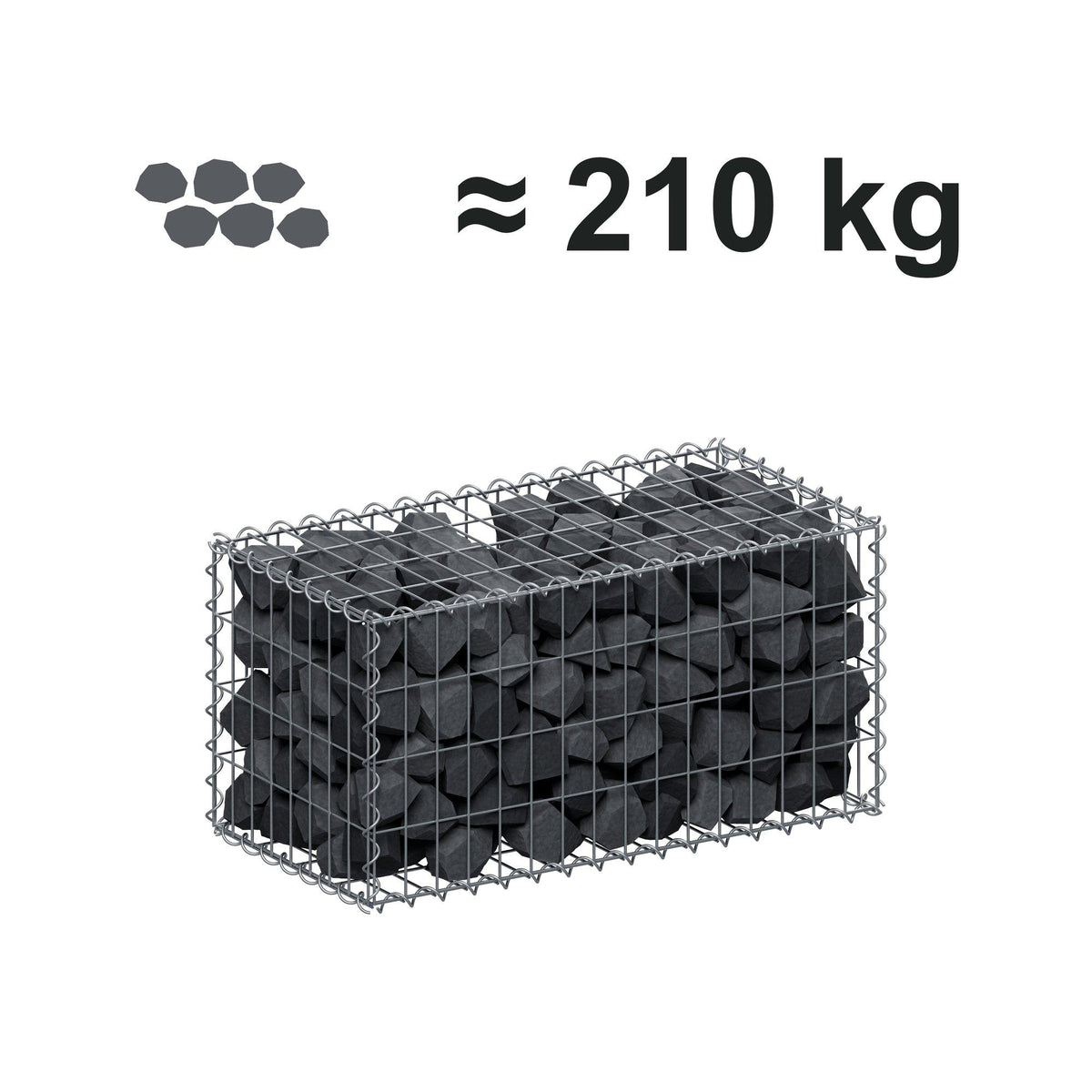 Gabion 80 cm x 40 cm x 40 cm (L x H x D), mesh size 5 cm x 10 cm, spiral
