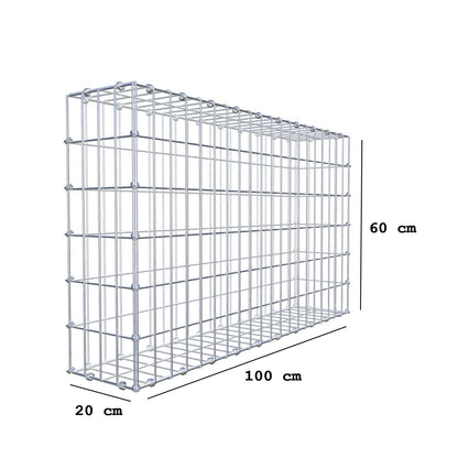 Gabion 100 cm x 60 cm x 20 cm (L x H x D), mesh size 5 x 10 cm, spiral ring