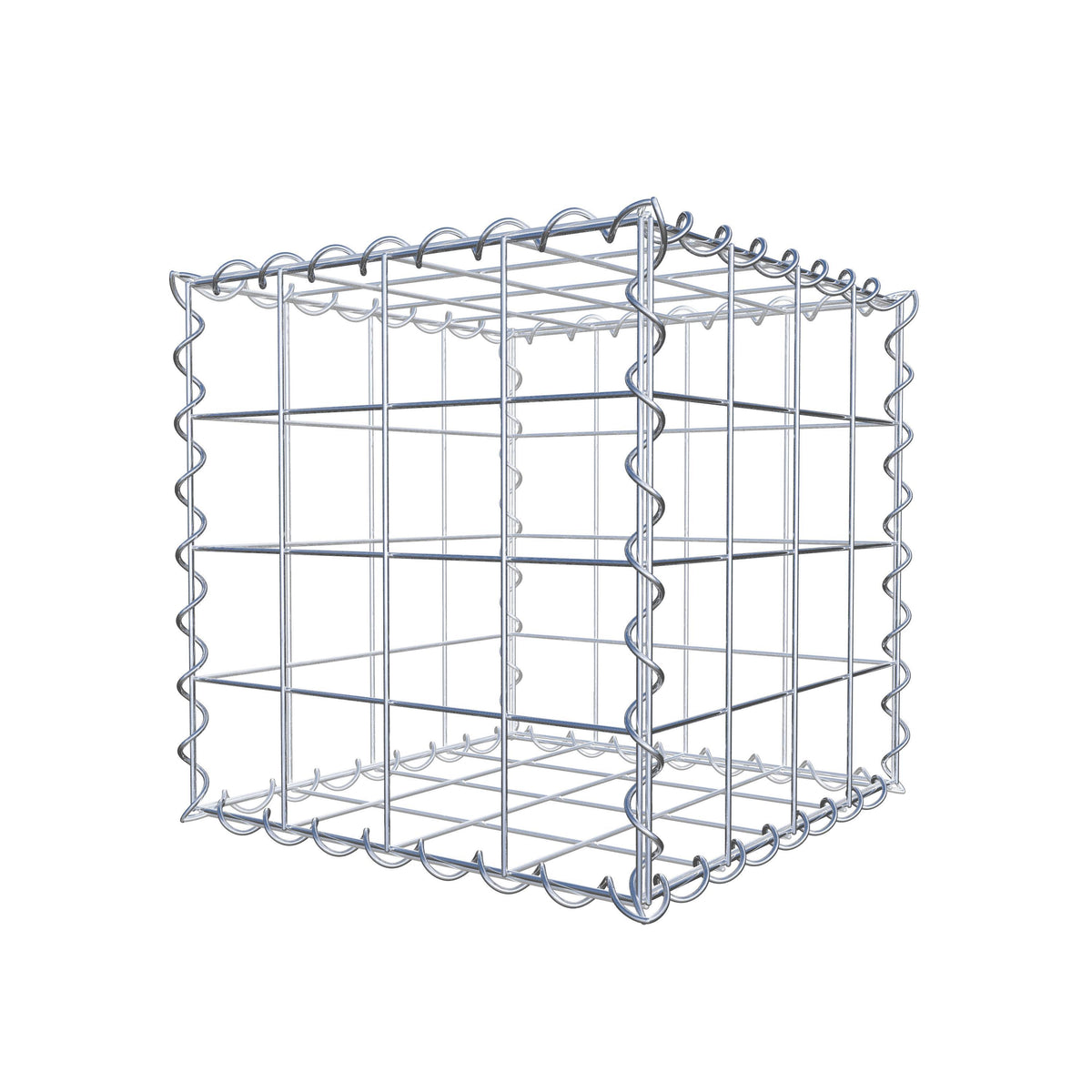 Gabião 40 cm x 40 cm x 40 cm (C x A x P), malhagem 10 cm x 10 cm, espiral