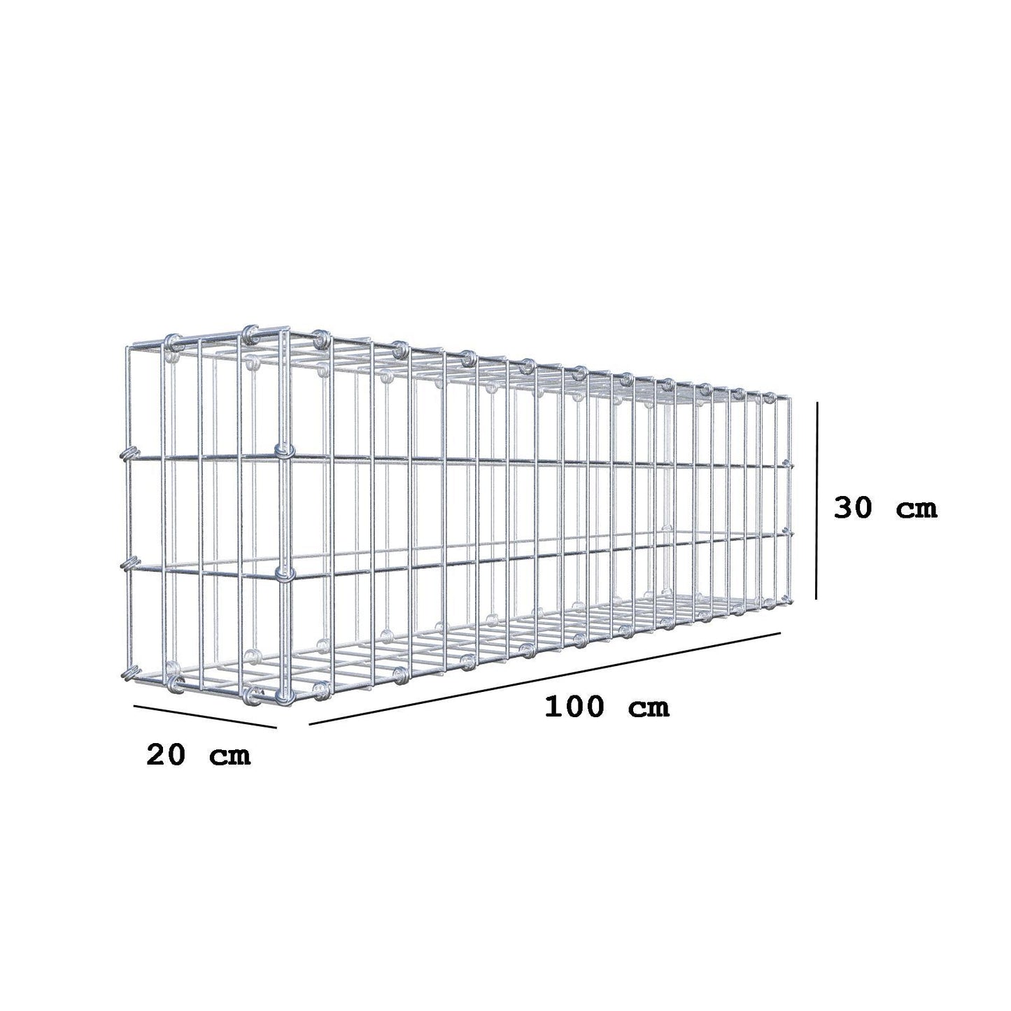 Gabion 100 cm x 30 cm x 20 cm (L x H x D), mesh size 5 x 10 cm, spiral ring