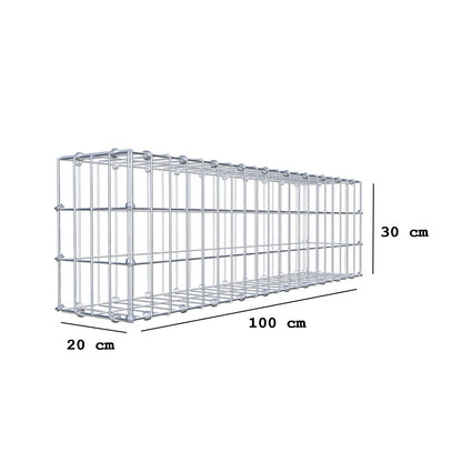 Gabion 100 cm x 30 cm x 20 cm (L x H x D), mesh size 5 x 10 cm, spiral ring