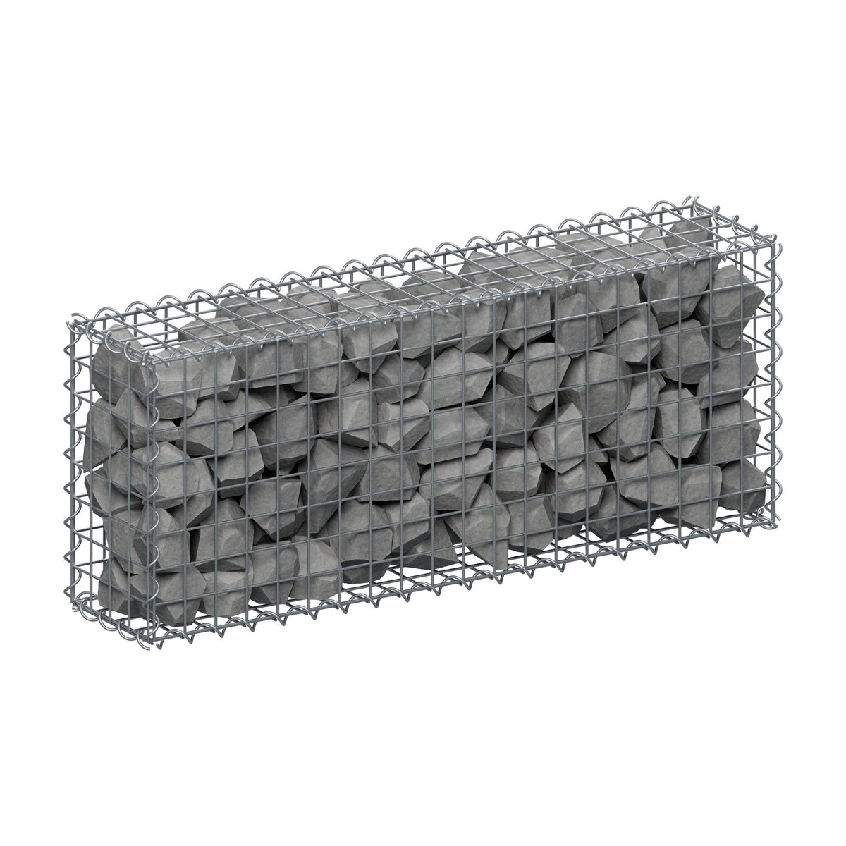 Gabião 100 cm x 40 cm x 20 cm (C x A x P), malhagem 5 cm x 5 cm, espiral