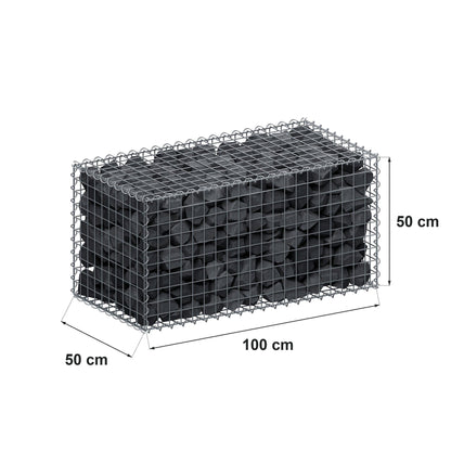 Gabion 100 cm x 50 cm x 50 cm (L x H x D), mesh size 5 cm x 5 cm, spiral