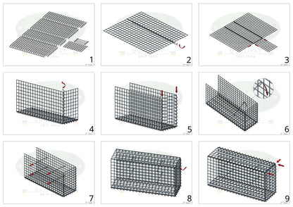 Gabion rapporté type 2 50 cm x 50 cm x 30 cm (L x H x P), mailles 5 cm x 5 cm, spirale