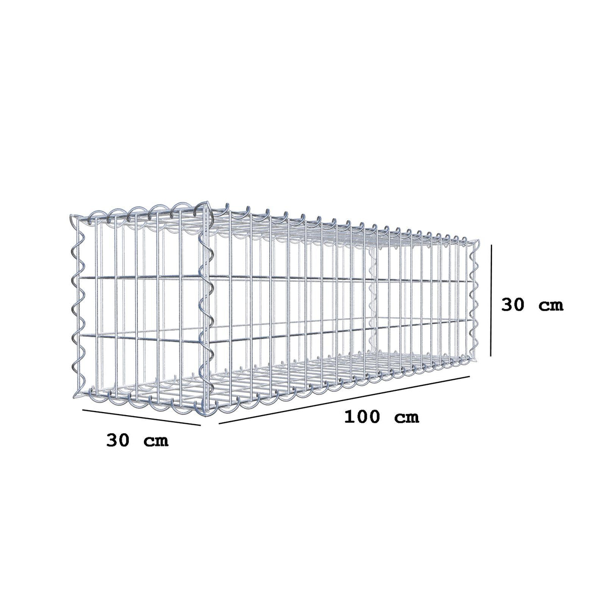 Schanskorf 100 cm x 30 cm x 30 cm (L x H x D), maaswijdte 5 cm x 10 cm, spiraalvormig