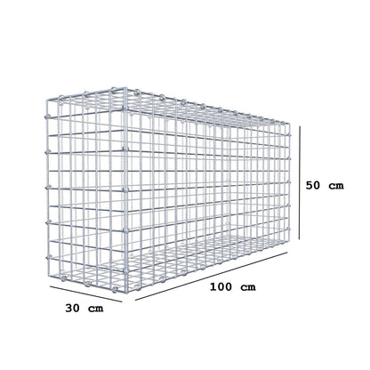 Gabione 100 cm x 50 cm x 30 cm (L x H x T), Maschenweite 5 x 5 cm, Spiralring