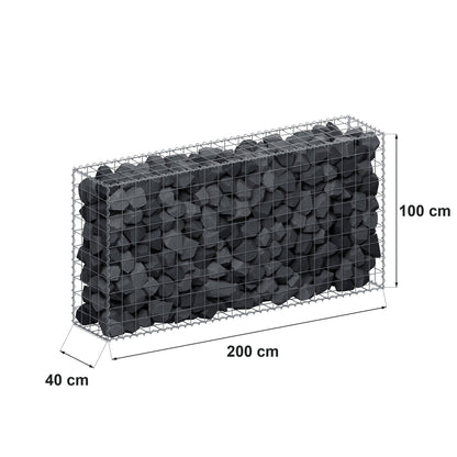 Gabion 200 cm x 100 cm x 40 cm (L x H x D), mesh size 10 cm x 10 cm, spiral