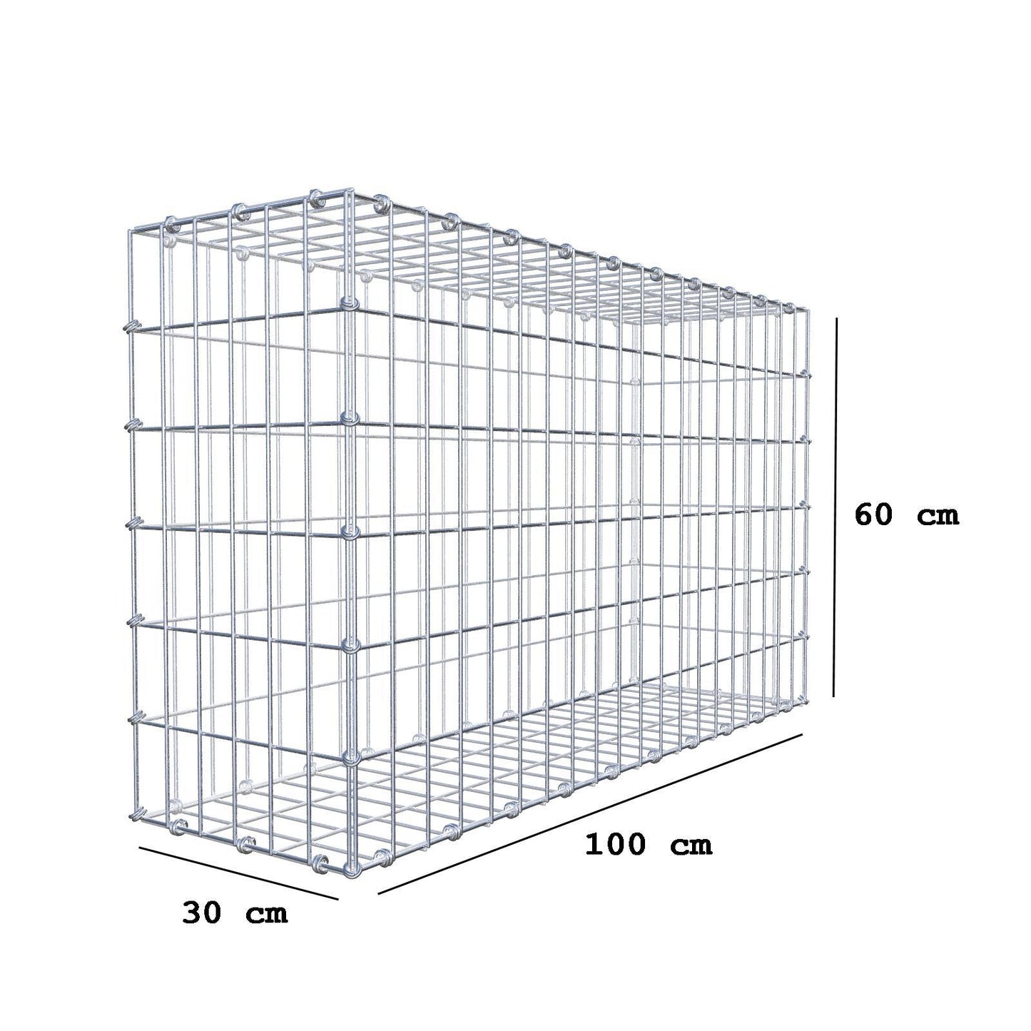 Gabion 100 cm x 60 cm x 30 cm (L x H x D), mesh size 5 x 10 cm, spiral ring