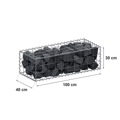 Gabion 100 cm x 30 cm x 40 cm (L x H x D), mesh size 10 cm x 10 cm, spiral