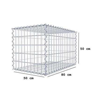 Gabião 80 cm x 50 cm x 50 cm (C x A x P), malhagem 5 cm x 10 cm, espiral