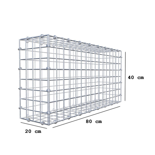 Gabion 80 cm x 40 cm x 20 cm (L x H x D), maskestørrelse 5 x 5 cm, spiralring