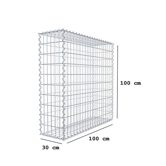 Juego de 2 gaviones de 100 cm x 100 cm x 30 cm (largo x alto x fondo), malla de 5 x 10 cm, en espiral