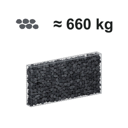 Gabião 200 cm x 100 cm x 20 cm (C x A x P), malhagem 5 cm x 10 cm, espiral