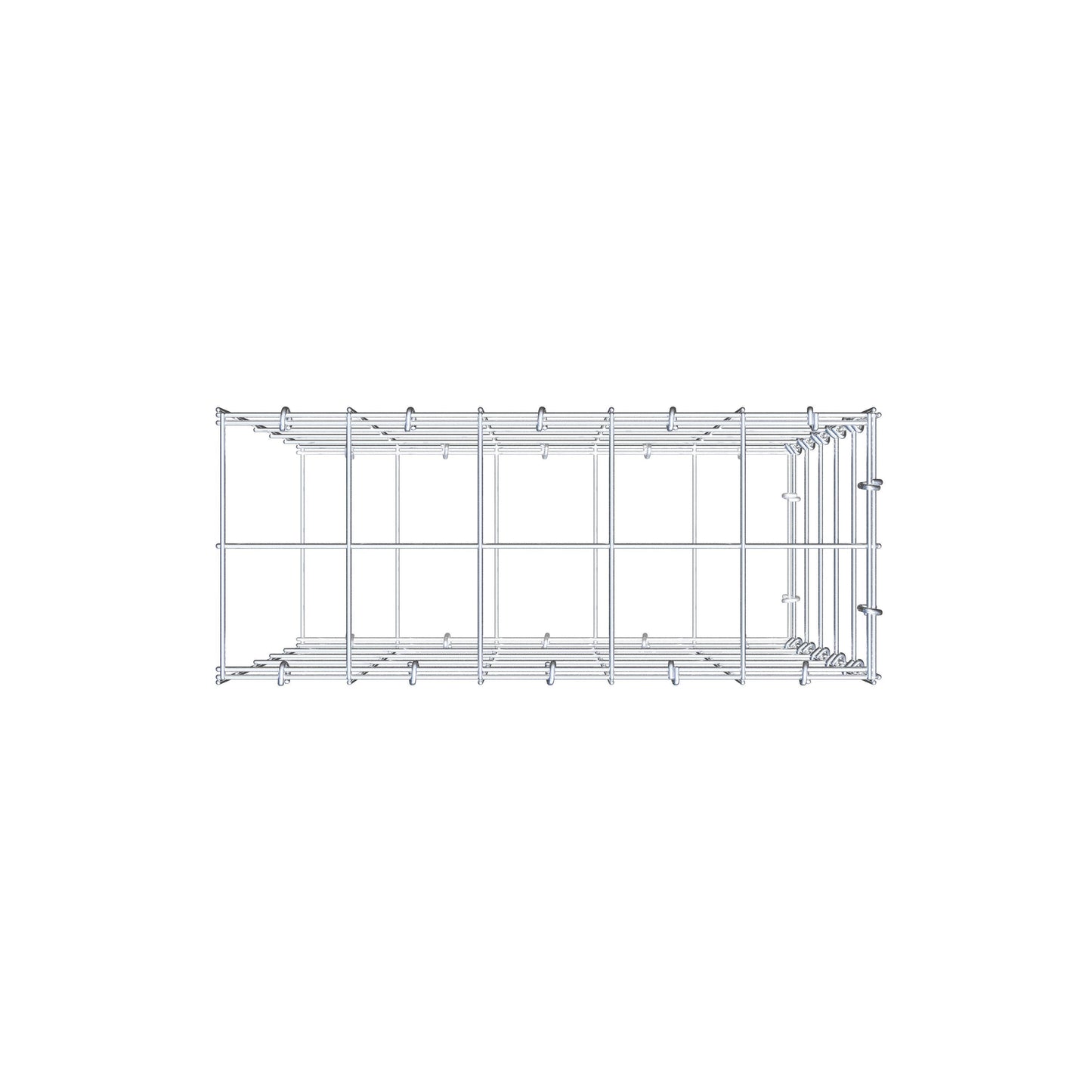 Mounted gabion type 2 50 cm x 50 cm x 20 cm (L x H x D), mesh size 10 cm x 10 cm, C-ring