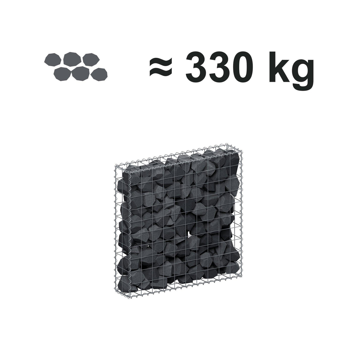 Gabion 100 cm x 100 cm x 20 cm (L x H x D), mesh size 10 cm x 10 cm, spiral