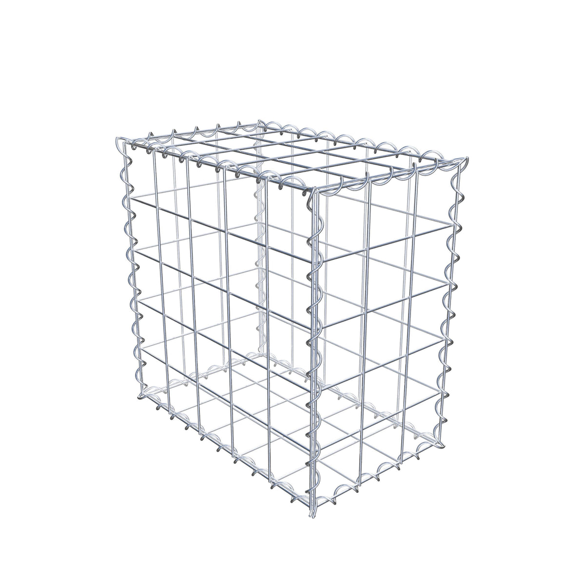 Gabião 50 cm x 50 cm x 30 cm (C x A x P), malhagem 10 cm x 10 cm, espiral