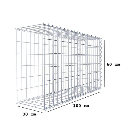 Gabbione aggiuntivo tipo 2 100 cm x 60 cm x 30 cm (L x A x P), maglia 5 cm x 10 cm, spirale