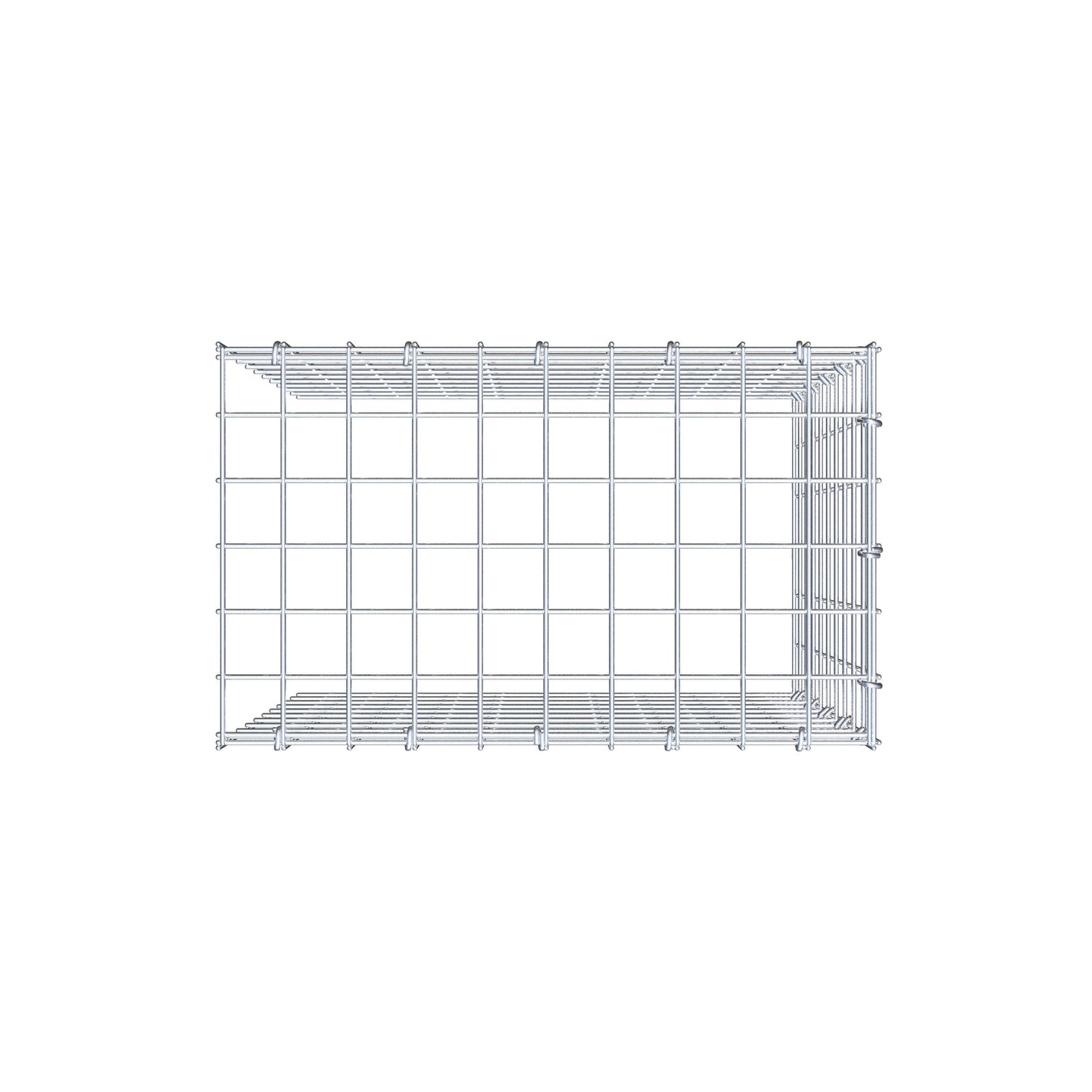 Opbouw schanskorf type 4 50 cm x 50 cm x 30 cm (L x H x D), maaswijdte 5 cm x 5 cm, C-ring