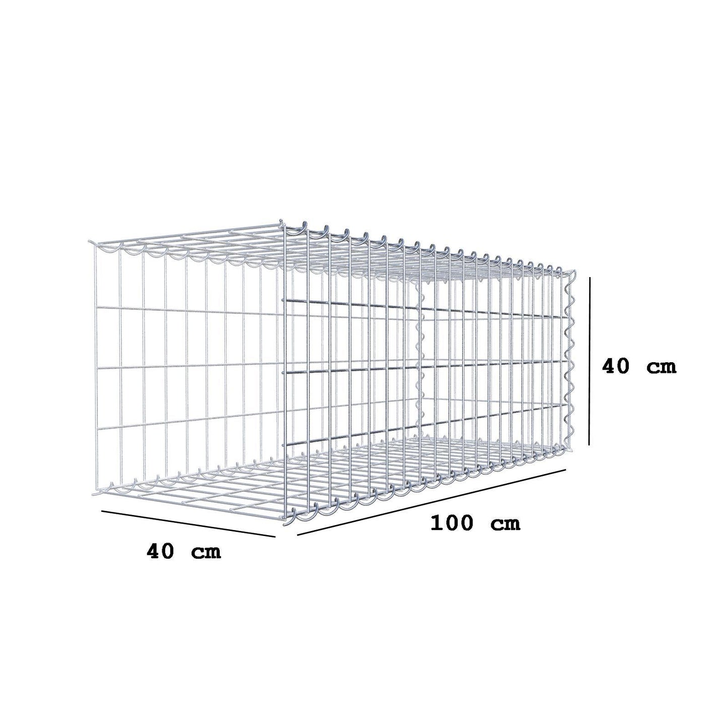 Add-on schanskorf type 2 100 cm x 40 cm x 40 cm (L x H x D), maaswijdte 5 cm x 10 cm, spiraalvormig