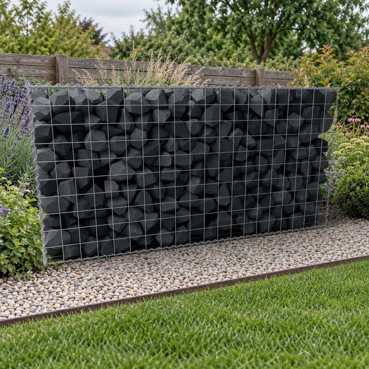 Schanskorf 200 cm x 100 cm x 50 cm (L x H x D), maaswijdte 10 cm x 10 cm, spiraalvormig