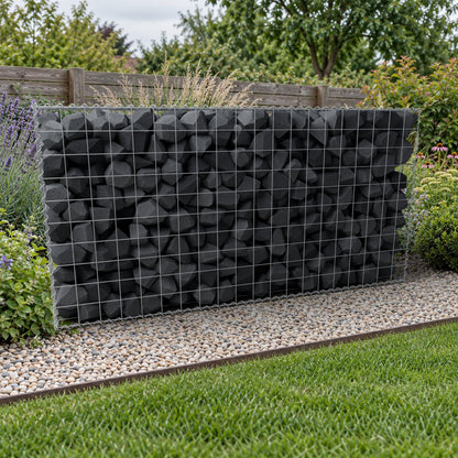 Schanskorf 200 cm x 100 cm x 50 cm (L x H x D), maaswijdte 10 cm x 10 cm, spiraalvormig