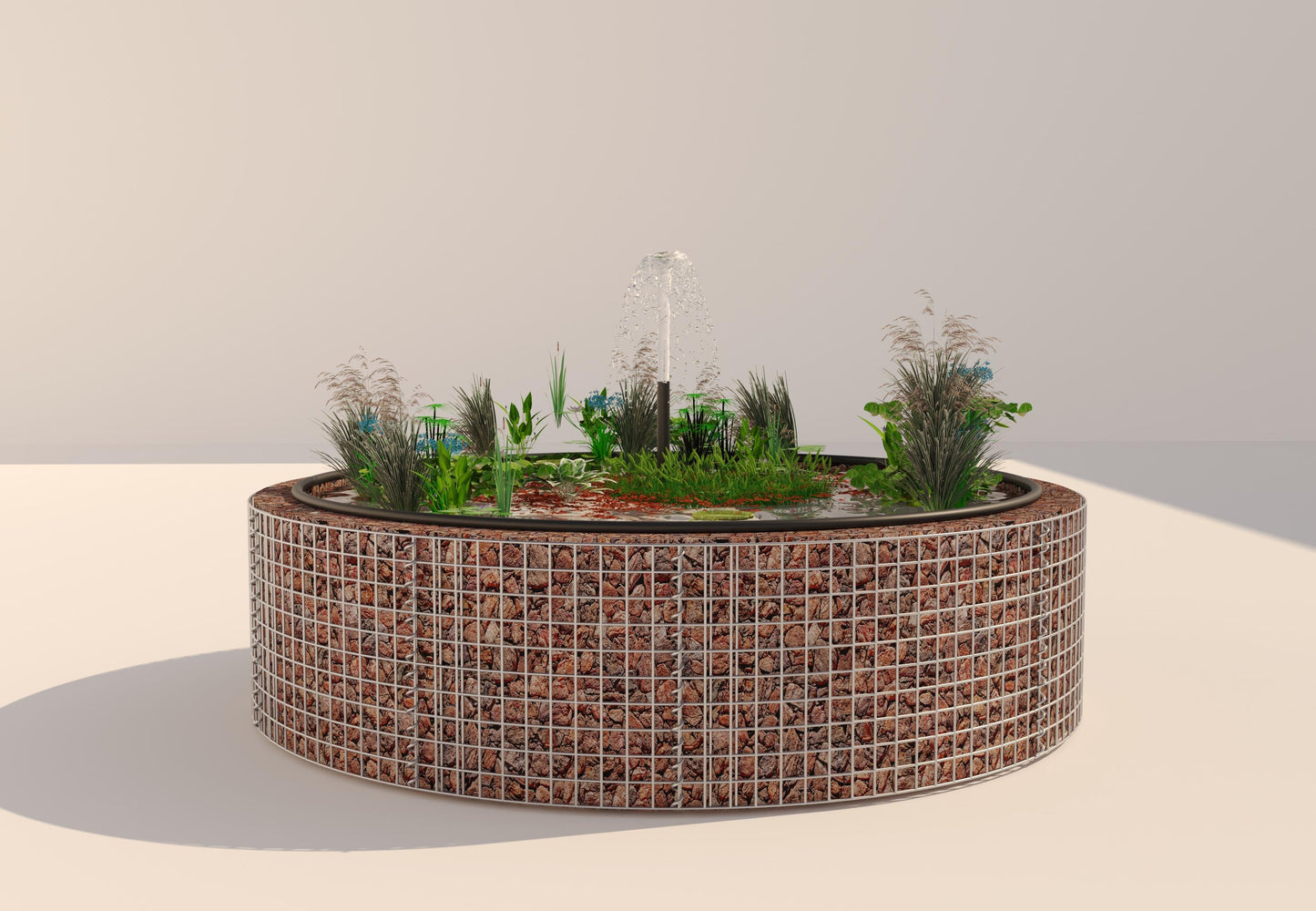 Gabion raised pond, round, outer diameter 202 cm, height 50 cm, mesh size 5 x 5 cm, wall thickness 15 cm