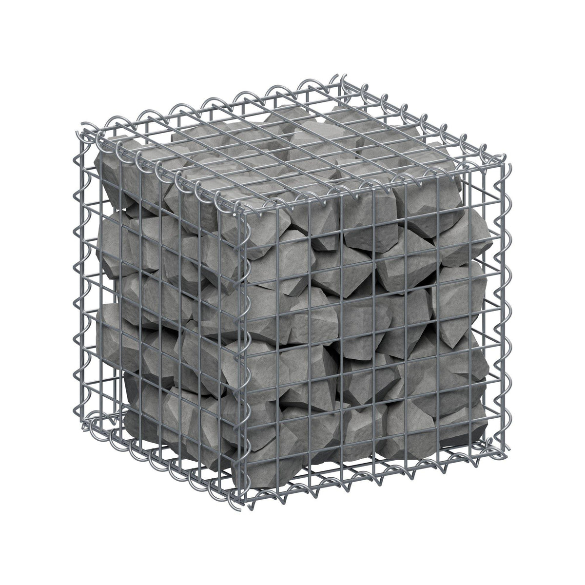 Gabião 40 cm x 40 cm x 40 cm (C x A x P), malhagem 5 cm x 5 cm, espiral