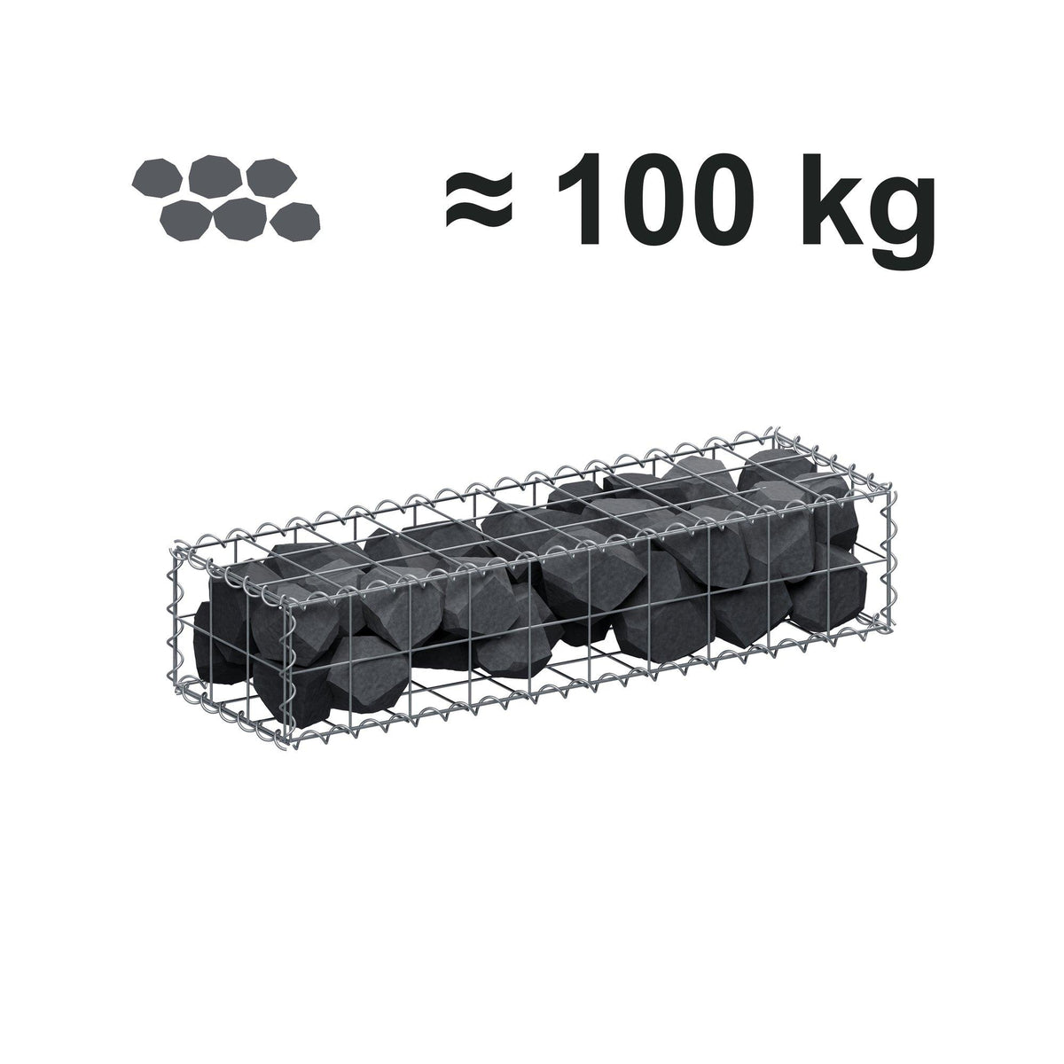Gabion 100 cm x 20 cm x 30 cm (L x H x D), mesh size 10 cm x 10 cm, spiral