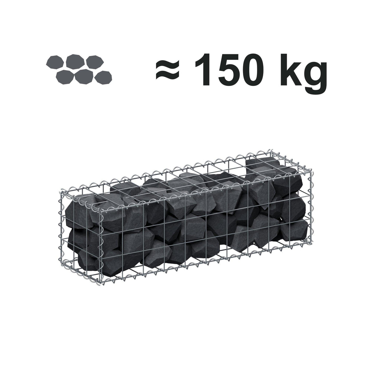 Gabion 100 cm x 30 cm x 30 cm (L x H x D), mesh size 10 cm x 10 cm, spiral