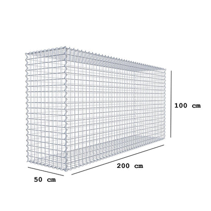 Gabione 200 cm x 100 cm x 50 cm (L x H x T), Maschenweite 5 cm x 5 cm, Spirale