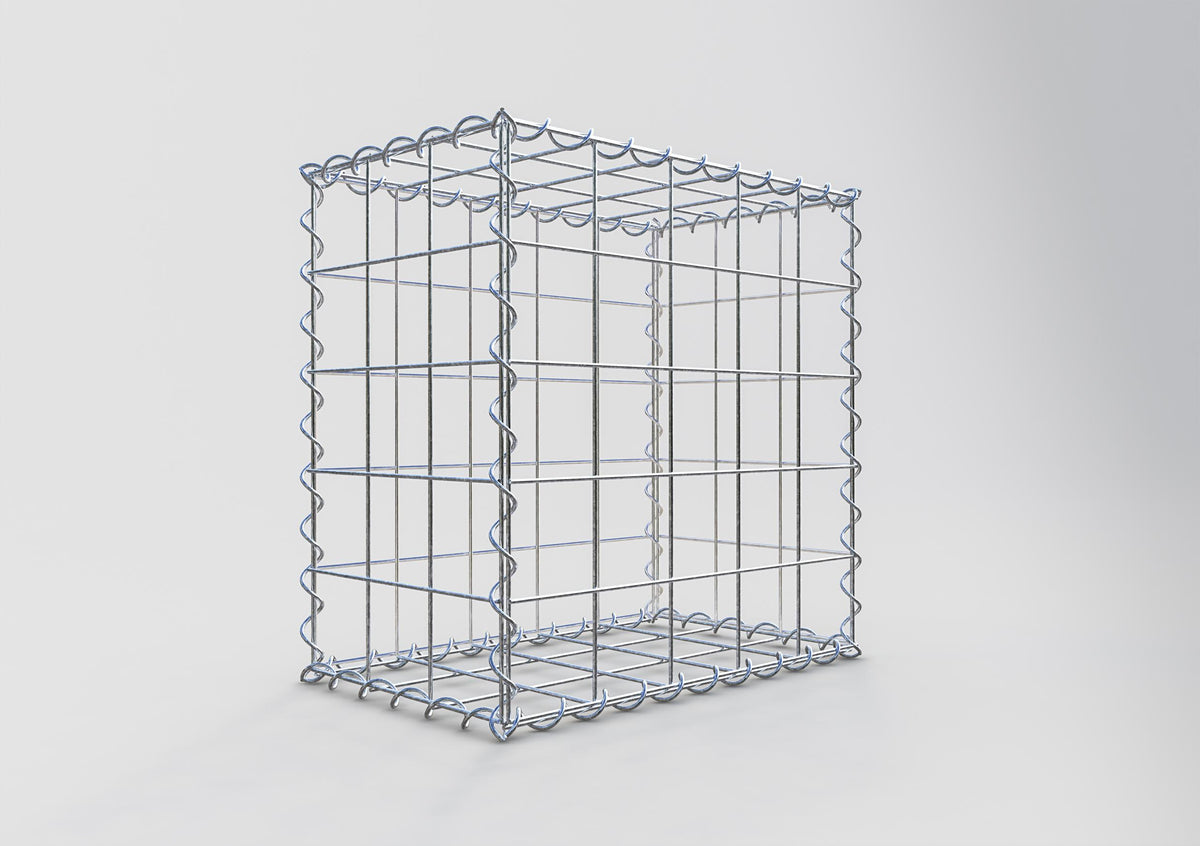 Gabião 50 cm x 50 cm x 30 cm (C x A x P), malhagem 10 cm x 10 cm, espiral