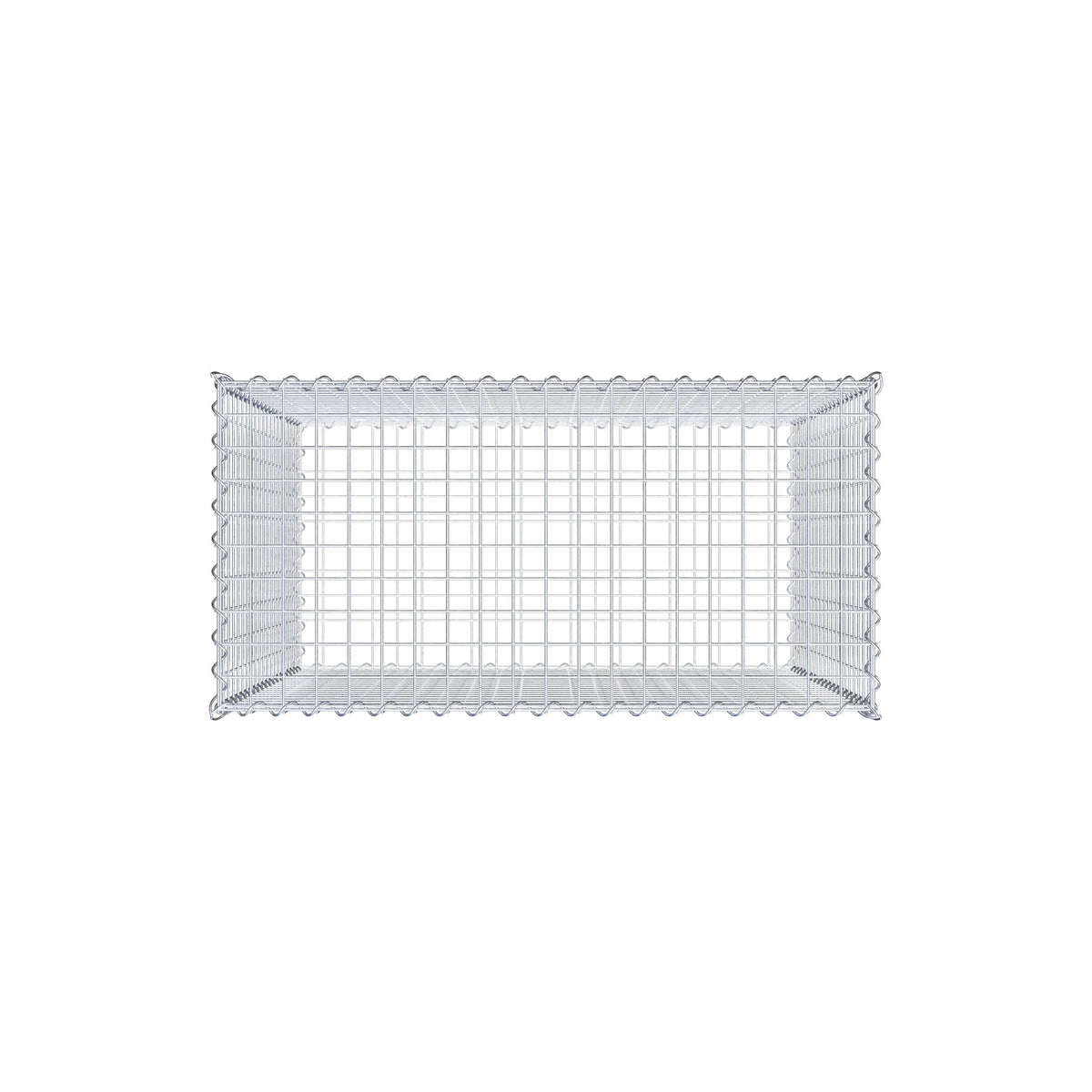 Schanskorf 100 cm x 100 cm x 50 cm (L x H x D), maaswijdte 5 cm x 5 cm, spiraalvormig