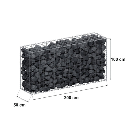 Schanskorf 200 cm x 100 cm x 50 cm (L x H x D), maaswijdte 10 cm x 10 cm, spiraalvormig